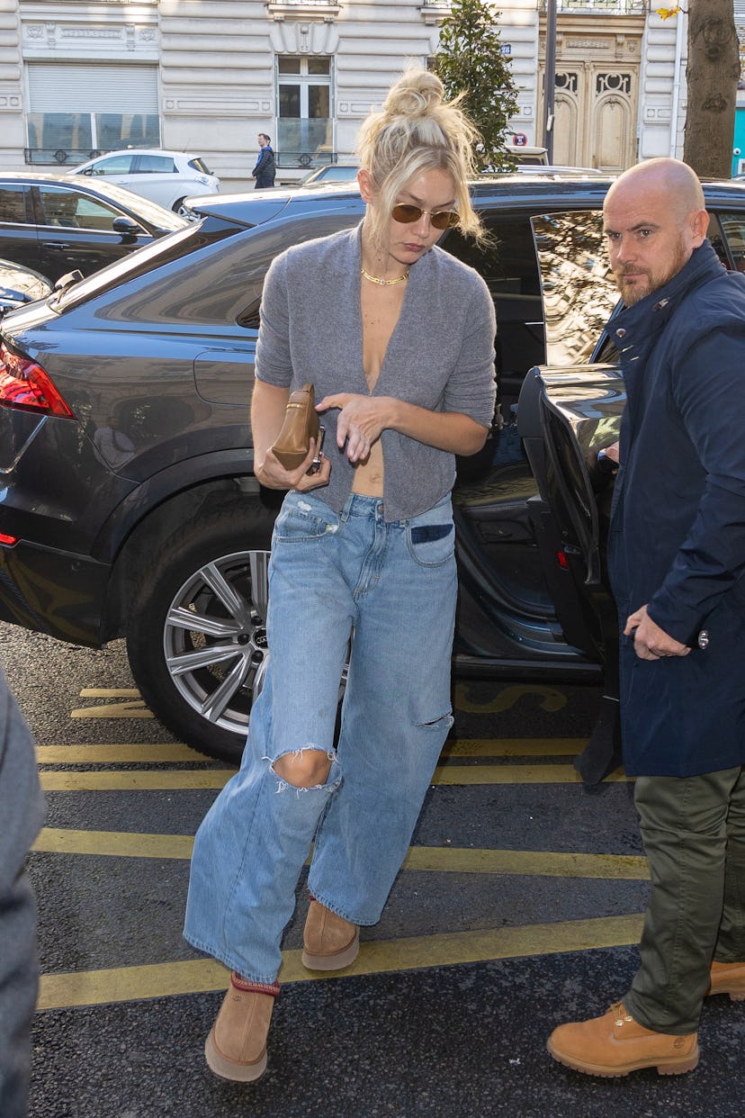 PARIS, FRANCE - SEPTEMBER 30: Model Gigi Hadid is seen on September 30, 2022 in Paris, France. (Phot...