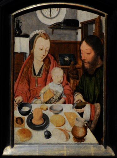 Jacob Jansz (active in Haarlem, ca.1483-1509). Dutch painter. The Holy Family at Table, 1495-1500. W...