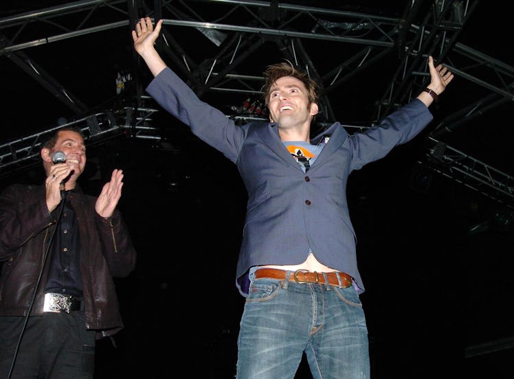 Doctor Who star David Tennant (right) prepares to switch on the world famous Blackpool Illuminations...