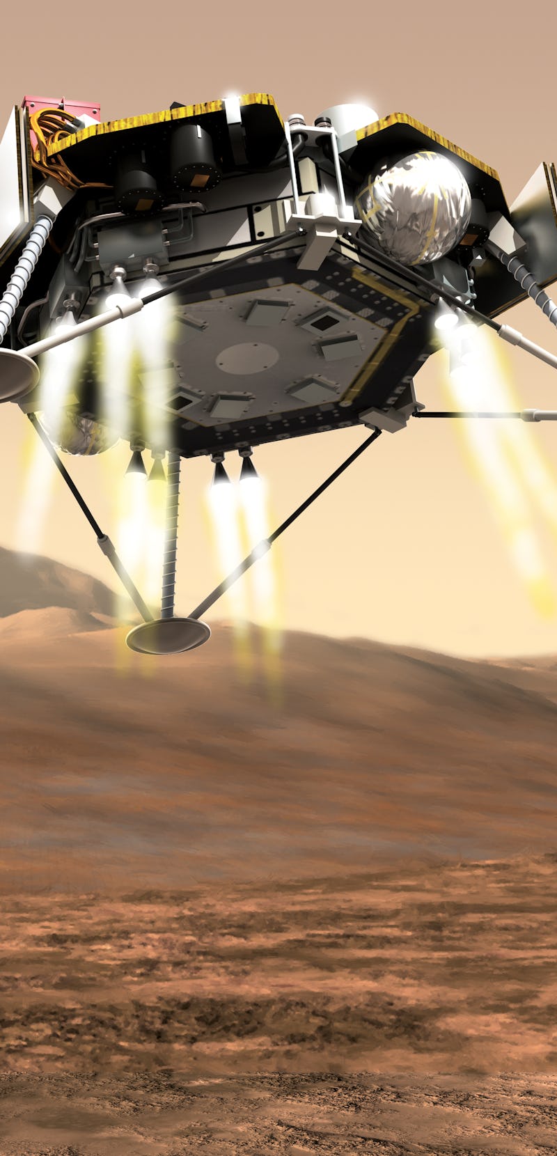 Artist rendering of the InSight (Interior Exploration using Seismic Investigations, Geodesy and Heat...