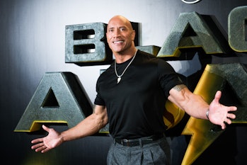MADRID, SPAIN - OCTOBER 19: Actor Dwayne Johnson attends the "Black Adam" premiere at Cine Capitol o...