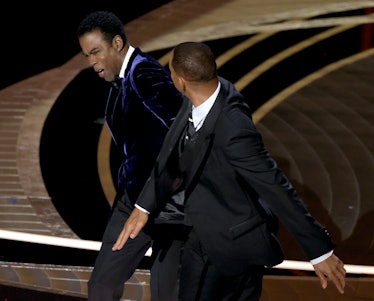 HOLLYWOOD, CALIFORNIA - MARCH 27: Will Smith appears to slap Chris Rock onstage during the 94th Annu...