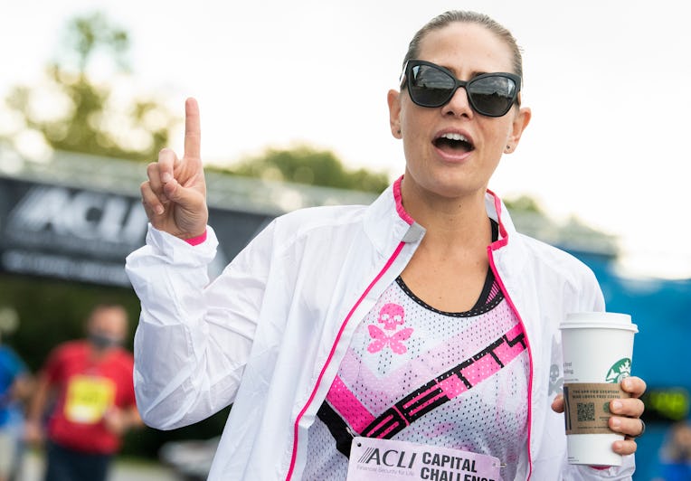 UNITED STATES - SEPTEMBER 29: Sen. Kyrsten Sinema, D-Ariz., walks the ACLI Capital Challenge 3 Mile ...