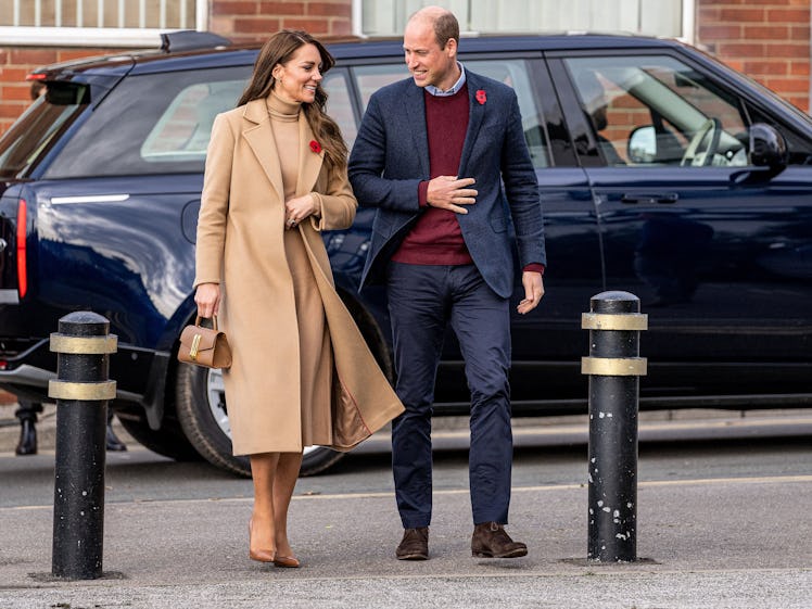 Britain's Prince William, Prince of Wales and Britain's Catherine, Princess of Wales arrive at The S...