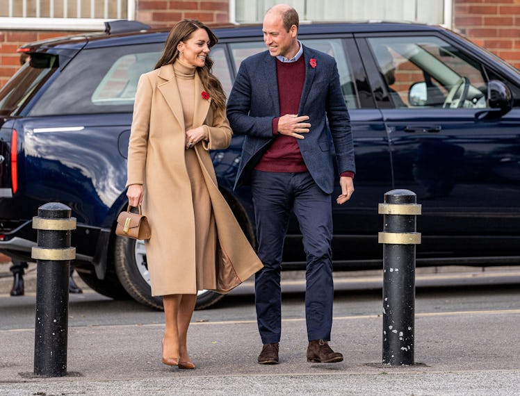 Britain's Prince William, Prince of Wales and Britain's Catherine, Princess of Wales arrive at The S...