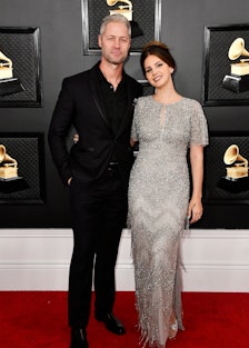 LOS ANGELES, CALIFORNIA - JANUARY 26: (L-R) Sean 'Sticks' Larkin and Lana Del Rey attend the 62nd An...