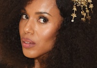 Kerry Washington big Afro with jeweled hair clip at Met Gala 2018, the Heavenly Bodies: Fashion & Th...