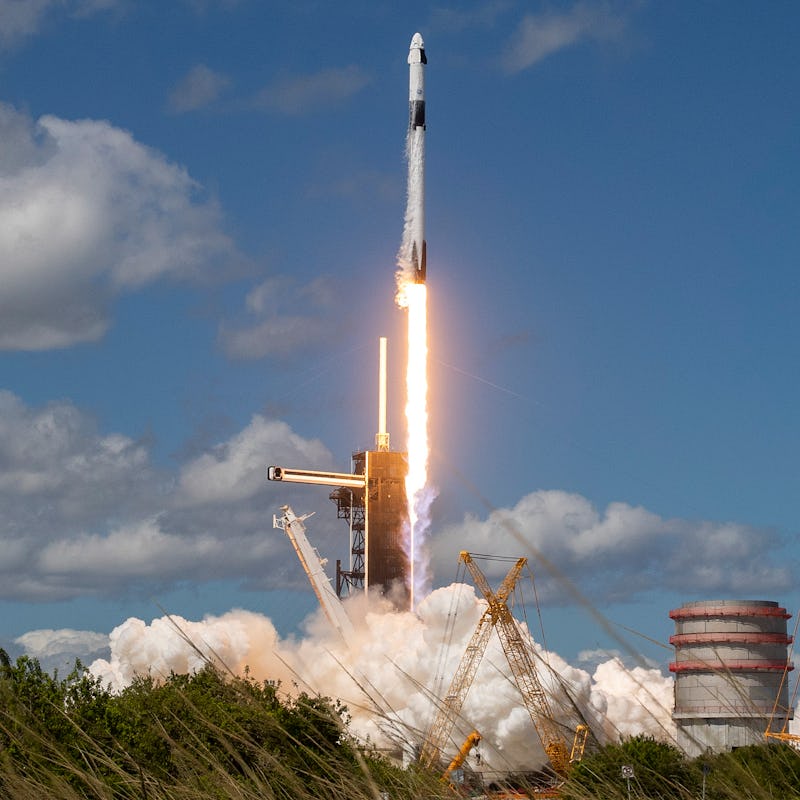 CAPE CANAVERAL, FLORIDA - OCTOBER 05: SpaceX’s Falcon 9 rocket with the Dragon spacecraft atop takes...