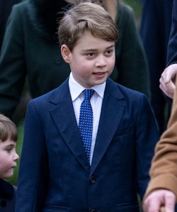SANDRINGHAM, NORFOLK - DECEMBER 25: Prince George of Wales attends the Christmas Day service at St M...