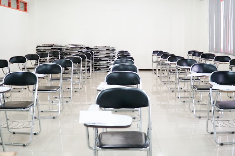 White Classroom with Stainless Steel Chair with no Student