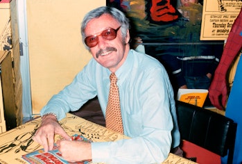 Stan Lee, American comic book writer, editor and publisher for Marvel comics at a signing for his bo...