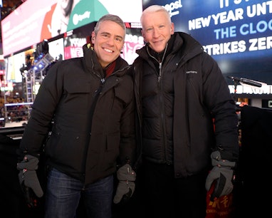 NEW YORK, NY - DECEMBER 31:  Andy Cohen and Anderson Cooper host CNN's New Year's Eve coverage at Ti...