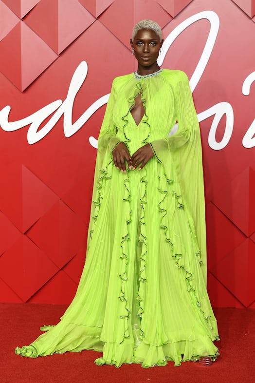 Jodie Turner-Smith wearing a custom lime green Gucci dress.