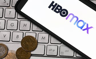 POLAND - 2022/12/02: In this photo illustration a HBO Max logo seen displayed on a smartphone. (Phot...