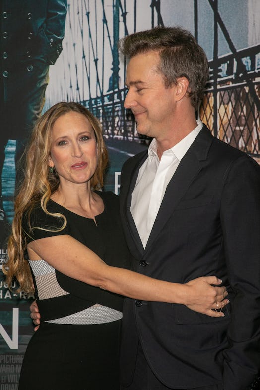 Shauna Robertson and husband Edward Norton attend the “Brooklyn Affairs” premiere