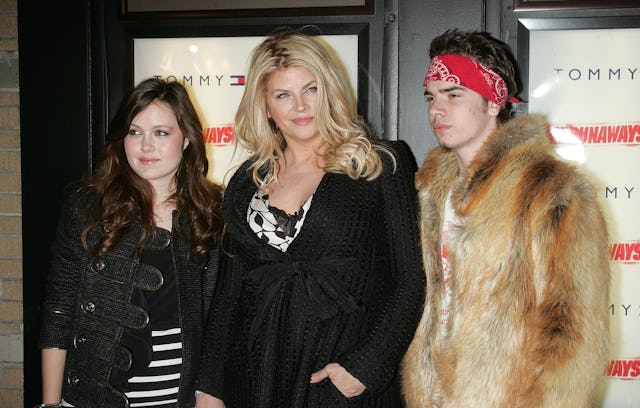 Actress Kirstie Alley (M) with children Lillie Price (L) and William True (R) attend The Runaways Ne...