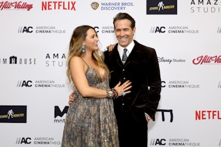 Blake Lively and Honoree Ryan Reynolds attend the 36th Annual American Cinematheque Awards at The Be...