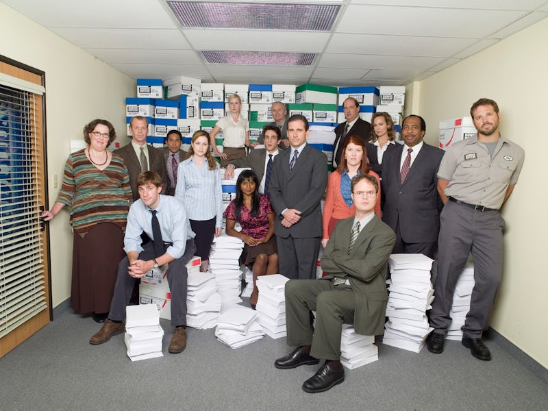 THE OFFICE -- Season 3 -- Pictured: (l-r) Standing: Phyllis Smith as Phyllis Lapin, Paul Lieberstein...