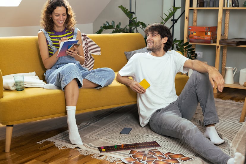 One creative date idea is to play a card game.