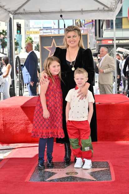 Kelly Clarkson and children River Rose Blackstock and Remington Alexander Blackstock pose during the...