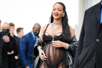 Rihanna is seen outside the Dior show, during Paris Fashion Week.
