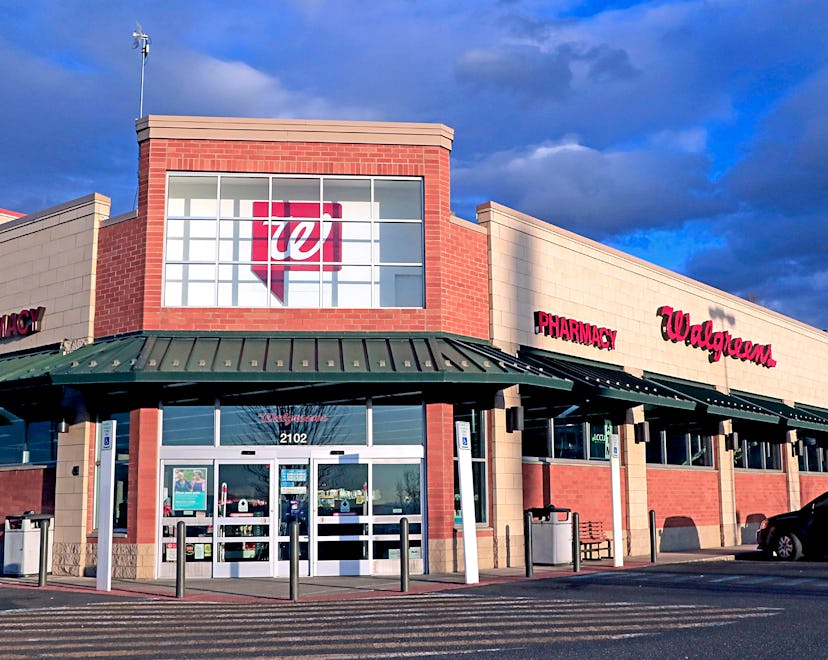 The front door entry of a Walgreens store in a story about Walgreens' Christmas hours.