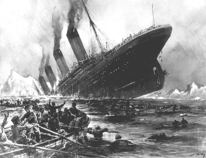 (GERMANY OUT) The sinking of the "Titanic" during the night of April 14th to 15th, 1912.Painting by ...