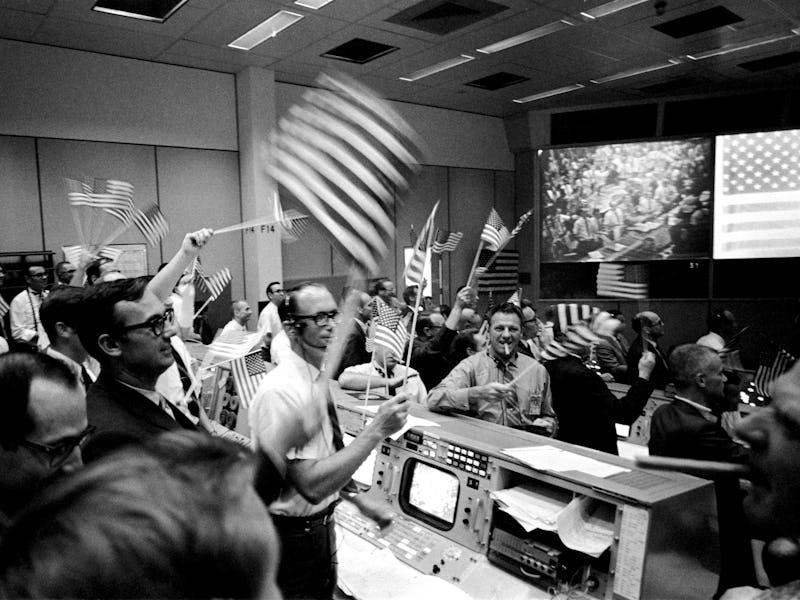 View of Mission Operations Control Room in the Mission Control Center (MCC), Manned Spacecraft Cente...