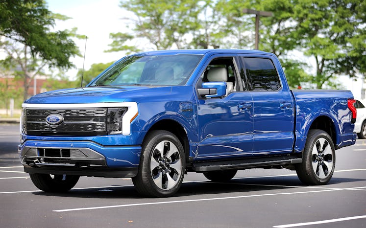Boston, MA - June 7: The new Ford F 150 Lightning electric truck is tested in Bostons Dorchester on ...