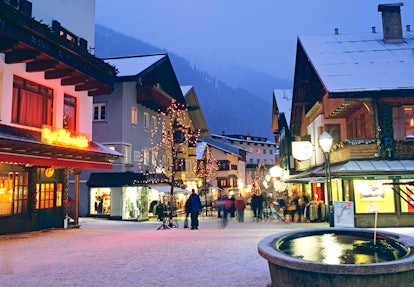 The town of Saint Anton at night, Austria.