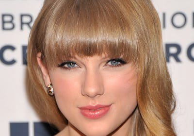 Taylor Swift with blunt bangs