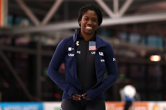 STAVANGER, NORWAY - NOVEMBER 20: Erin Jackson of USA looks on after she competes in the 1st 500m Wo...
