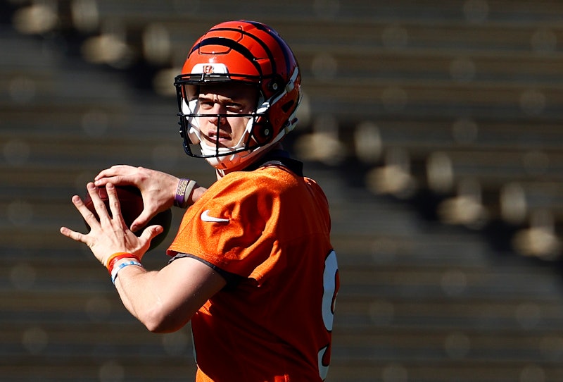Joe Burrow #9 of the Cincinnati Bengals throws during practice. The best bengals memes from the Supe...