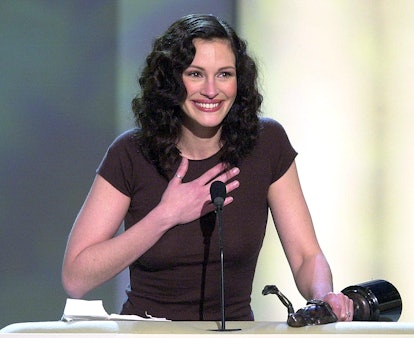 US actor Julia Roberts accepts her award for Outstanding Performance by a Female Actor in a Leading ...