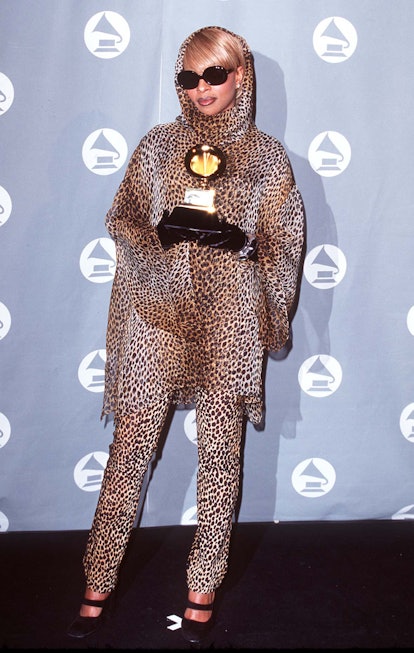 Mary J. Blige at the 1996 Grammys in an all-leopard look.