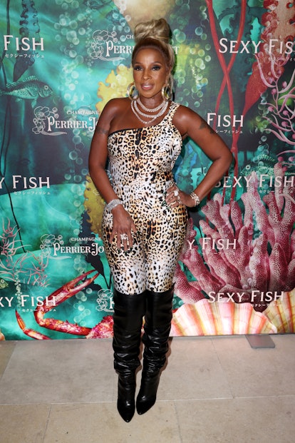 Mary J. Blige in a leopard jumpsuit. 