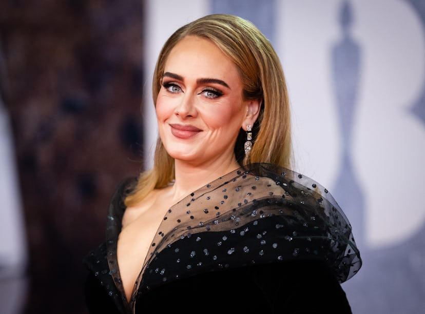 LONDON, ENGLAND - FEBRUARY 08: Adele attends The BRIT Awards 2022 at The O2 Arena on February 08, 20...