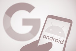 UKRAINE - 2021/08/02: In this photo illustration an Android logo is seen on a smartphone with a Goog...