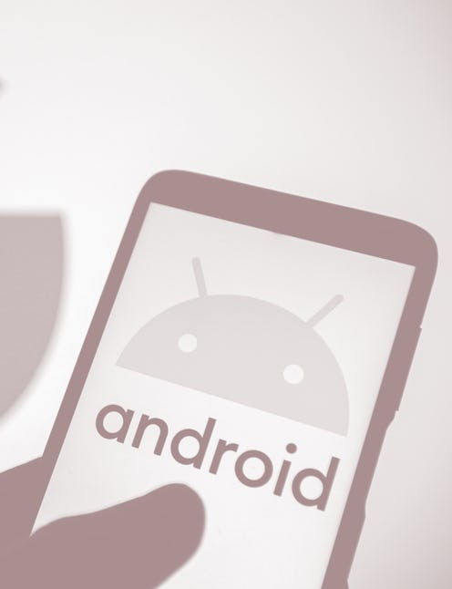 UKRAINE - 2021/08/02: In this photo illustration an Android logo is seen on a smartphone with a Goog...