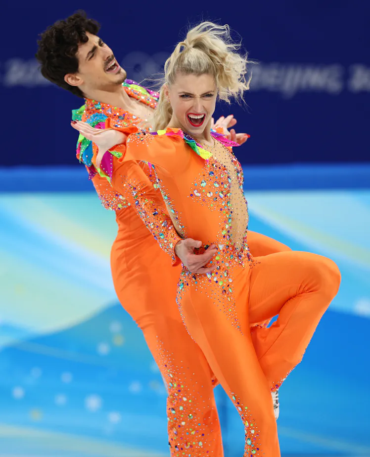 BEIJING, CHINA - FEBRUARY 12: Piper Gilles and Paul Poirier of Team Canada skate during the Ice Danc...