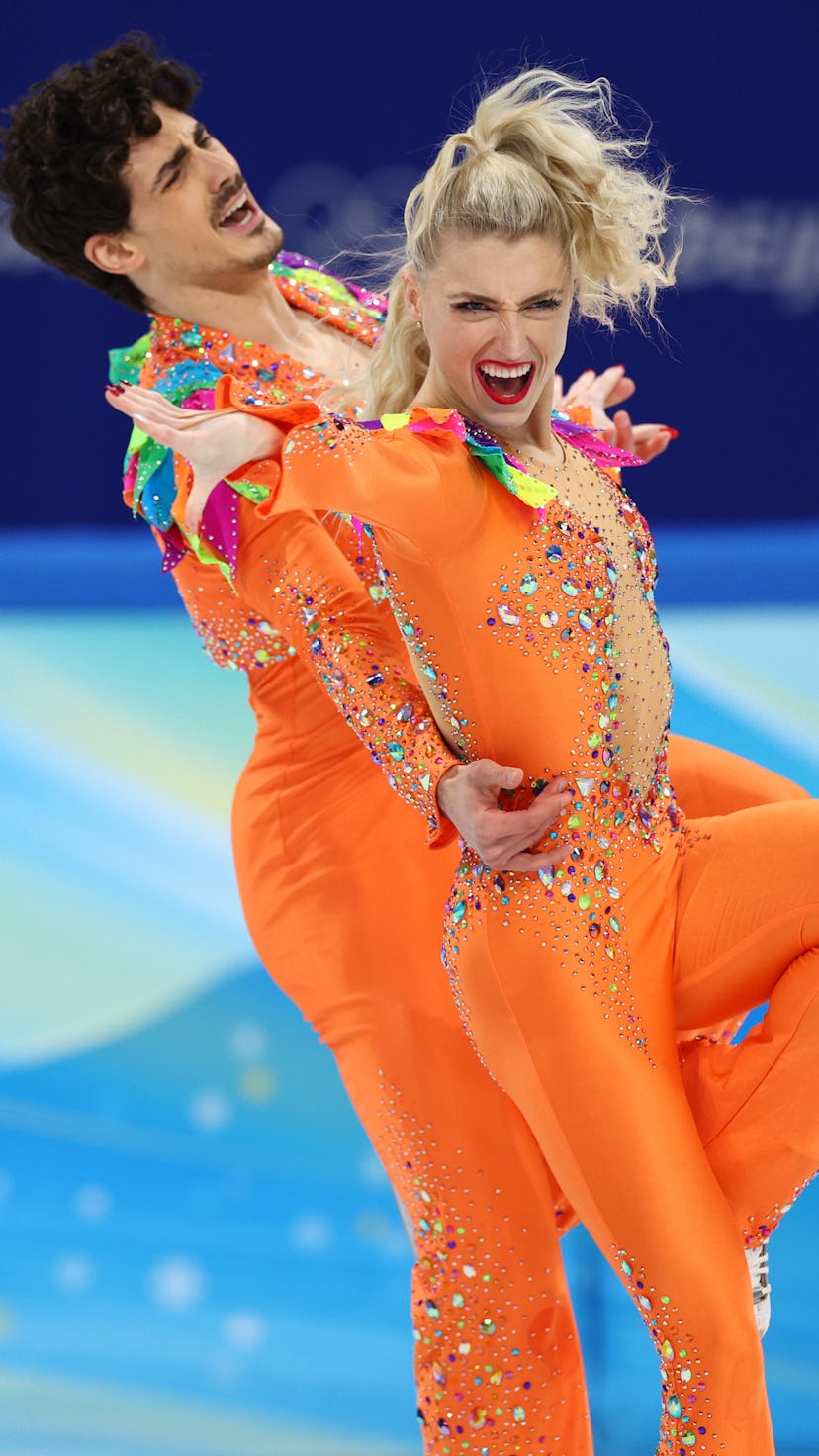 BEIJING, CHINA - FEBRUARY 12: Piper Gilles and Paul Poirier of Team Canada skate during the Ice Danc...