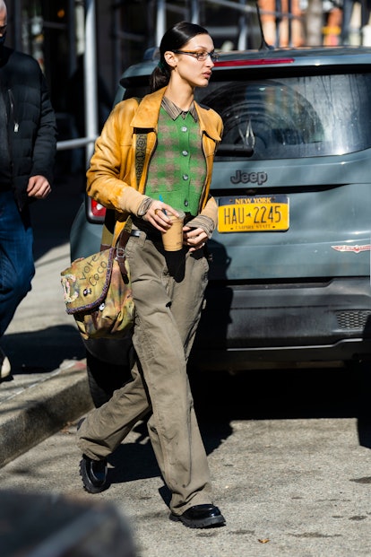NEW YORK, NEW YORK - FEBRUARY 10: Bella Hadid is seen in Tribeca on February 10, 2022 in New York Ci...