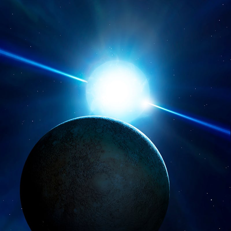 Artwork of the extrasolar planet Drugar, also called PSR B1257+12A. 