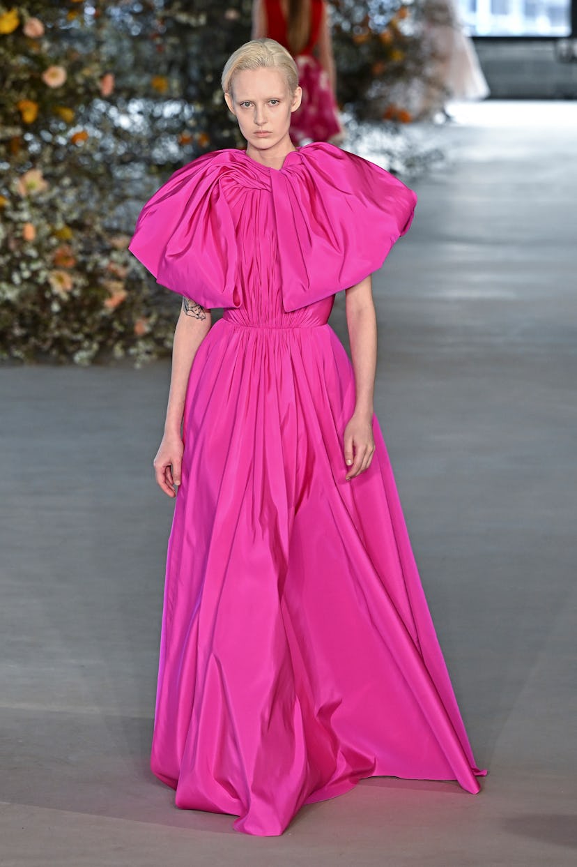Jason Wu's New York Fashion Week Show including a range of beautiful gowns, like this hot pink, puff...
