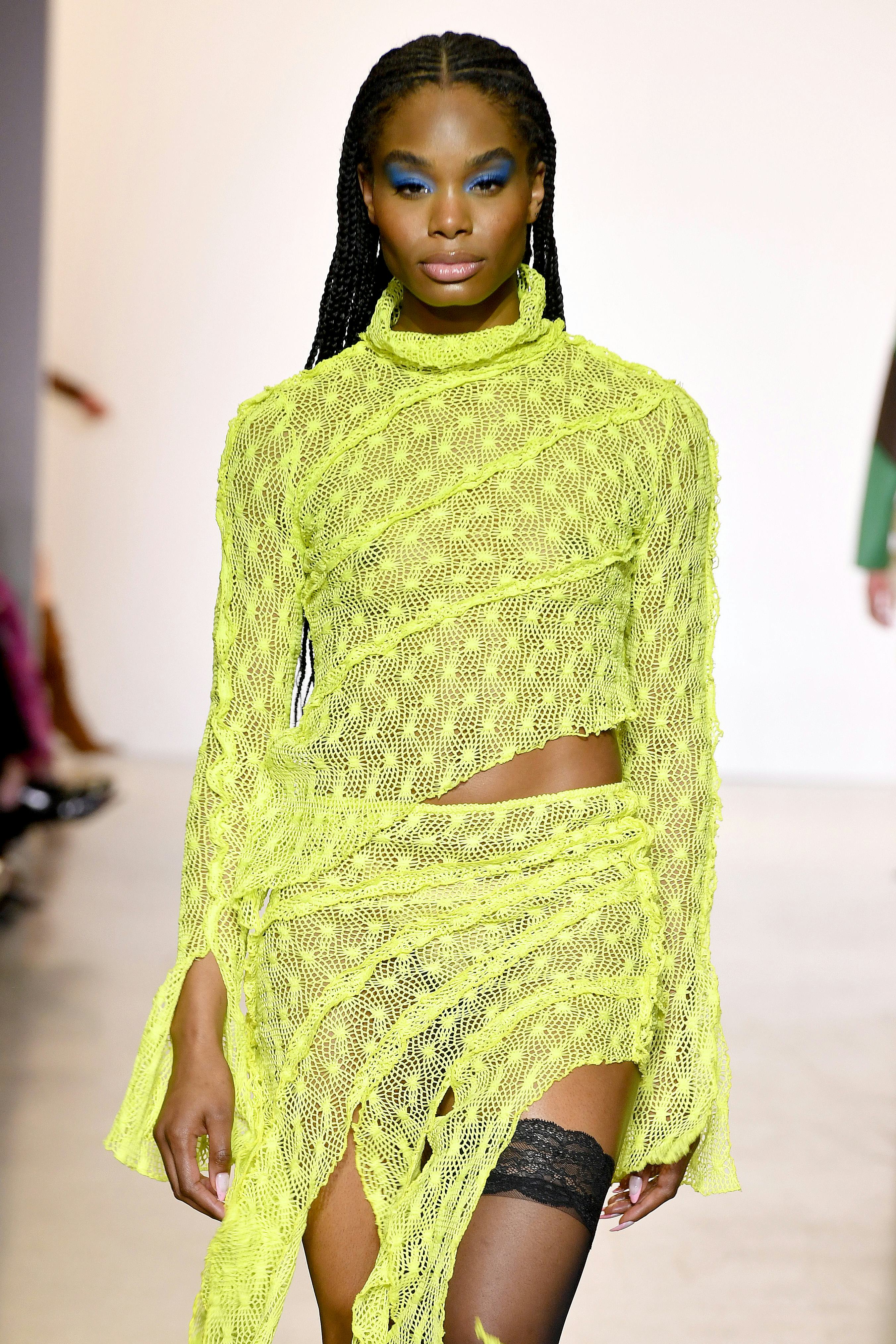 Blue eyeshadow was seen all over the runways at New York Fashion Week F/W '22.