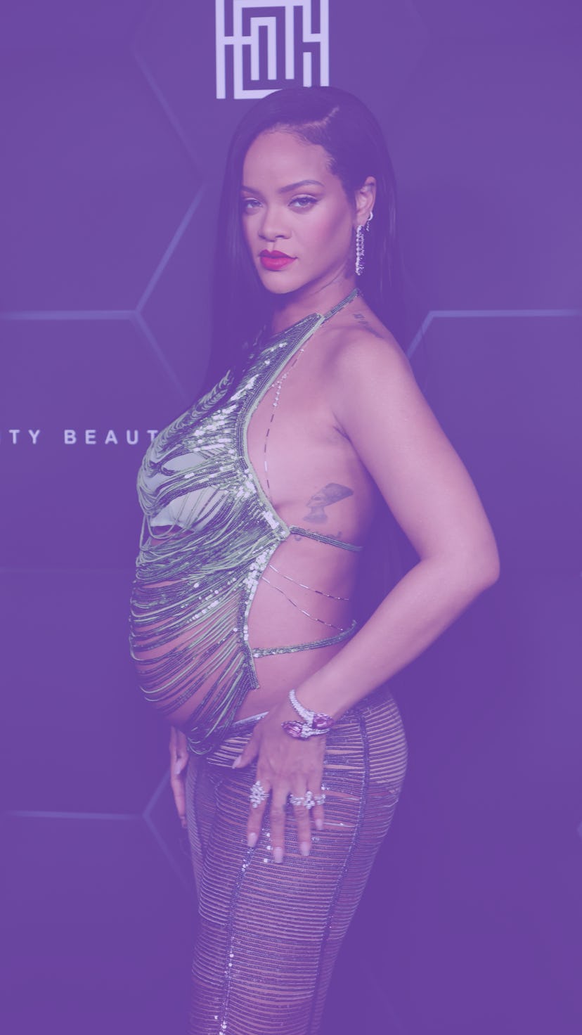 LOS ANGELES, CALIFORNIA - FEBRUARY 11: Rihanna poses for a picture as she celebrates her beauty bran...