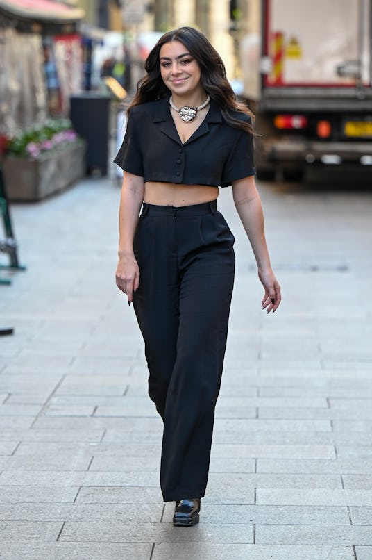 LONDON, ENGLAND - FEBRUARY 11: Charli XCX is seen leaving Global Studios on February 11, 2021 in Lon...