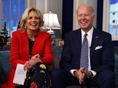 WASHINGTON, DC - DECEMBER 24:  U.S. President Joe Biden and first lady Dr. Jill Biden participate in...