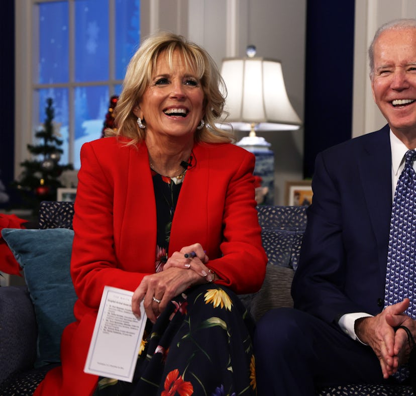WASHINGTON, DC - DECEMBER 24: U.S. President Joe Biden and first lady Dr. Jill Biden participate in...