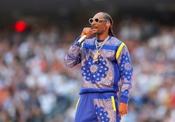 INGLEWOOD, CALIFORNIA - FEBRUARY 13: Snoop Dogg performs during the Pepsi Super Bowl LVI Halftime Sh...